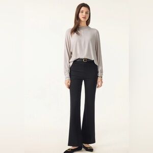 OGL Ponte-De-Roma Slimming Ponte High Rise Pull-on Flared Pants Black Small New